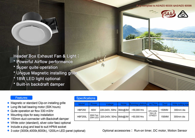 Exhaust Fan Cone Face 330mm 150mm Outlet 80 l/s