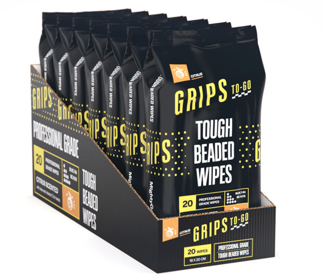 Grips To-Go Tough Beaded Wipes - 20x Pack (Citrus)